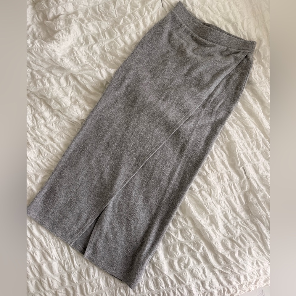 Anthropologie Bordeaux Soft Midi Grey Skirt